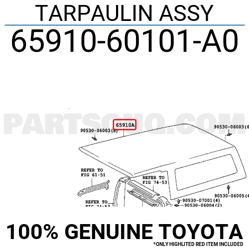 TARPAULIN ASSY 6591060101A0 | Toyota Parts | PartSouq