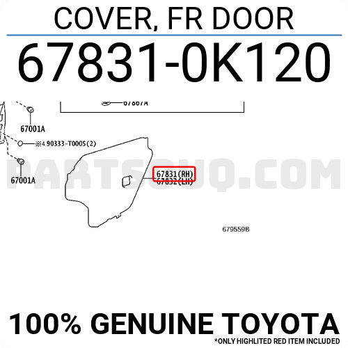 Genuine Toyota 67831-0T012 Door Service Hole Cover 