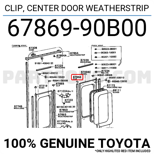CLIP, CENTER DOOR WEATHERSTRIP 6786990B00 | Toyota Parts | PartSouq