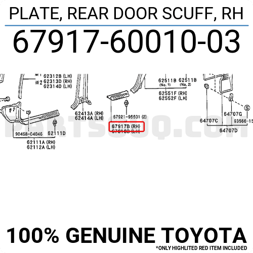 Genuine Toyota 67917-01020-J0 Door Scuff Plate 