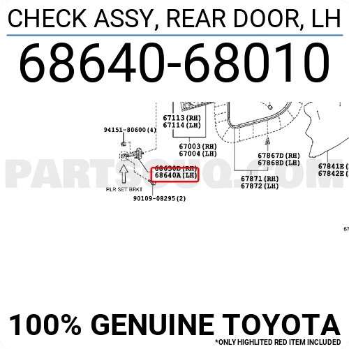 CHECK ASSY, REAR DOOR, LH 6864068010 | Toyota Parts | PartSouq