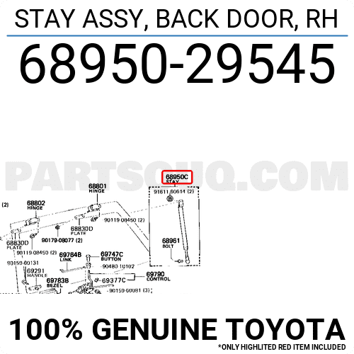 STAY ASSY, BACK DOOR, RH 6895029545 | Toyota Parts | PartSouq