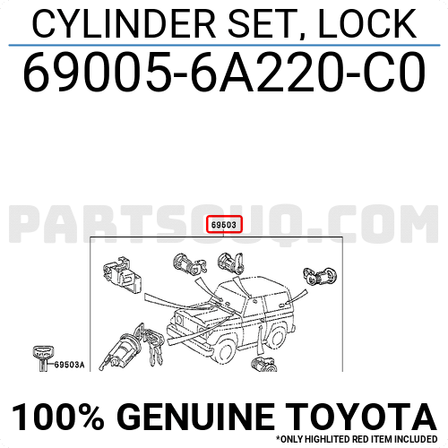 LOCK 6900560381C0 OEM GENUINE Toyota LAND CRUISER 69005-60381-C0 CYLINDER SET