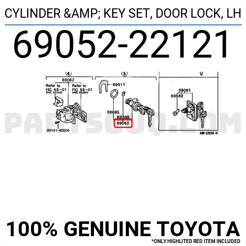 CYLINDER & KEY SET, DOOR LOCK, LH 6905222121 | Toyota Parts | PartSouq