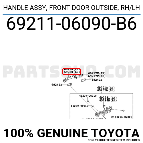 Genuine Toyota 69211-06090-B6 Door Handle Assembly :B01E17AIHW