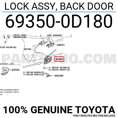 693500D180 Toyota LOCK ASSY, BACK DOOR