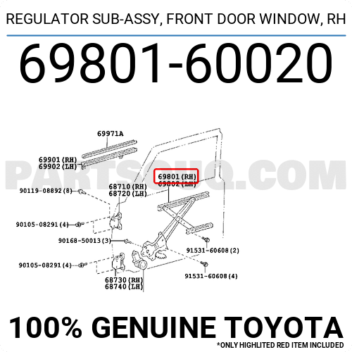 Glass Sub-Assy Genuine Toyota Parts 68101-42120 Fr D 