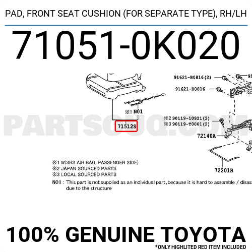 Toyota Genuine 79235-08040 Seat Cushion Pad
