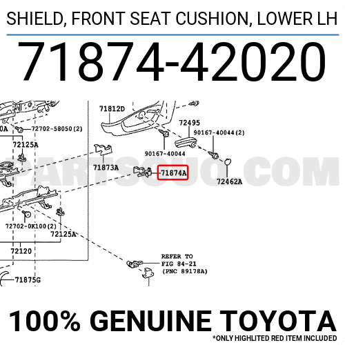 TOYOTA Genuine 71651-42020 Seat Back Pad