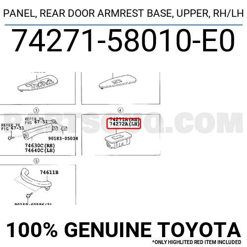 TOYOTA Genuine 74271-AC010-E3 Door Armrest Base Panel 