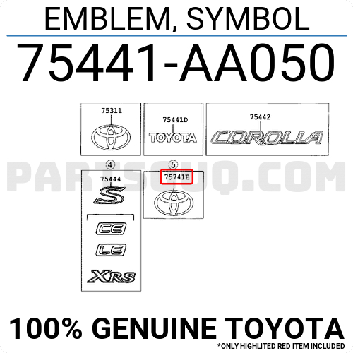 TOYOTA Genuine Accessories 75441-AA050 Logo エンブレム-
