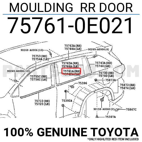 MOULDING RR DOOR 757610E021 | Toyota Parts | PartSouq
