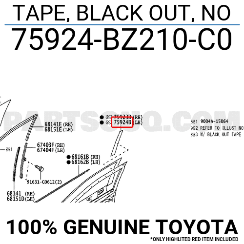 TAPE, BLACK OUT, NO 75924BZ210C0 | Toyota Parts | PartSouq