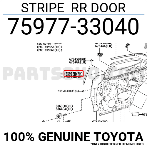 Toyota 75977-47030 Outside Door Stripe 