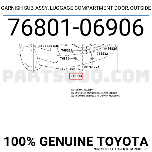 Toyota 76811-33130-H0 Luggage Compartment Door Garnish