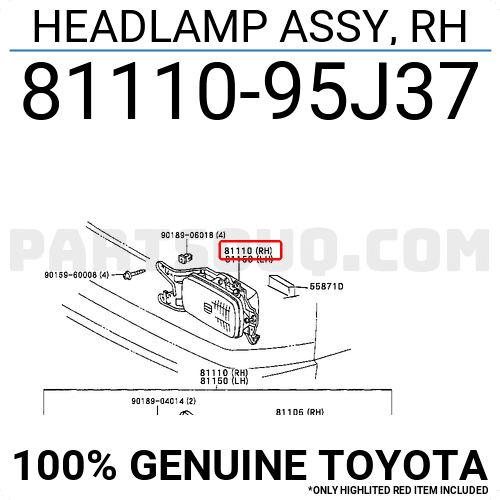 HEADLAMP ASSY, RH 8111095J37 | Toyota Parts | PartSouq
