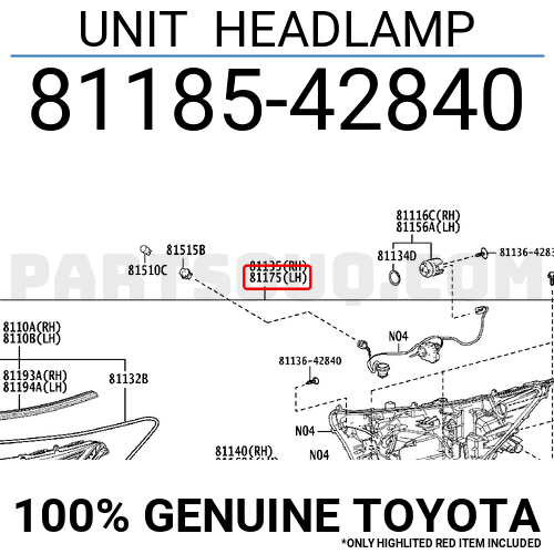 UNIT HEADLAMP 8118542842 | Toyota Parts | PartSouq