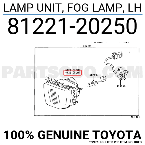 LAMP UNIT, FOG LAMP, LH 8122120250 | Toyota Parts | PartSouq