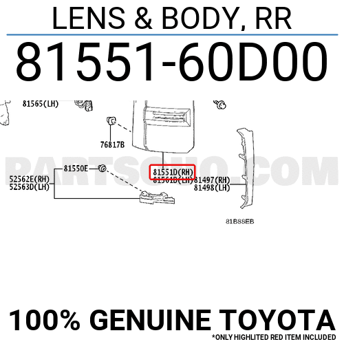 LENS & BODY, RR 8155160D00 | Toyota Parts | PartSouq