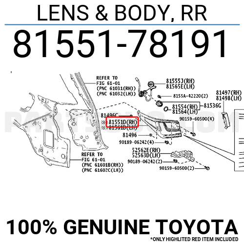 LENS & BODY, RR 8155178191 | Toyota Parts | PartSouq