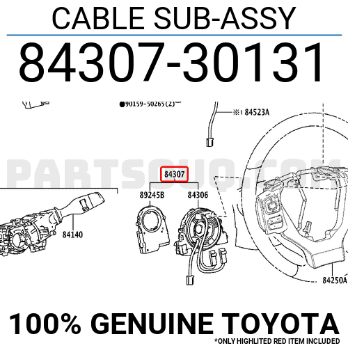 CABLE SUB-ASSY, SPIRAL W/SENSOR 8430730130 | Toyota Parts | PartSouq
