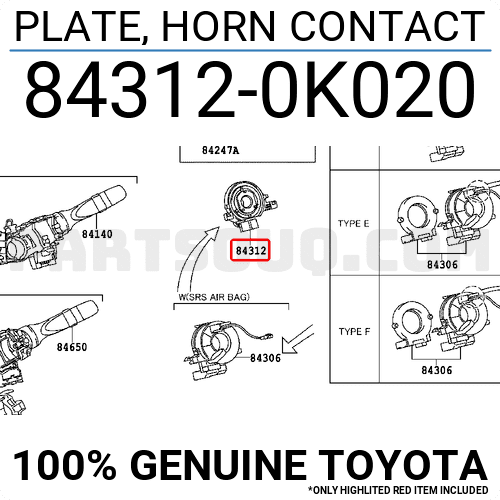 PLATE, HORN CONTACT 843120K020 | Toyota Parts | PartSouq