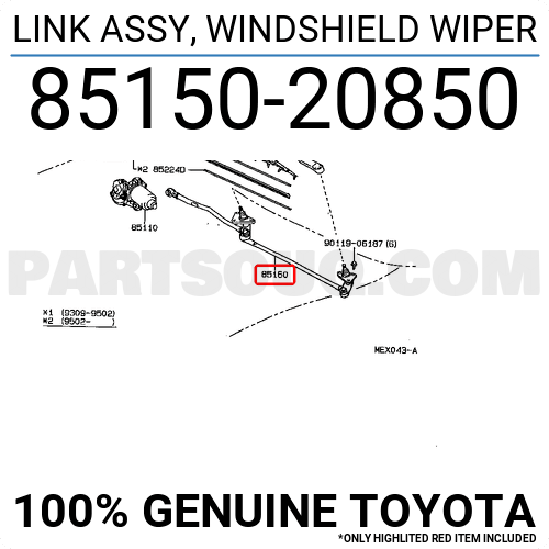 LINK ASSY, WINDSHIELD WIPER 8515020850 | Toyota Parts | PartSouq