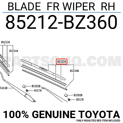 BLADE FR WIPER RH 85212BZ360 | Toyota Parts | PartSouq