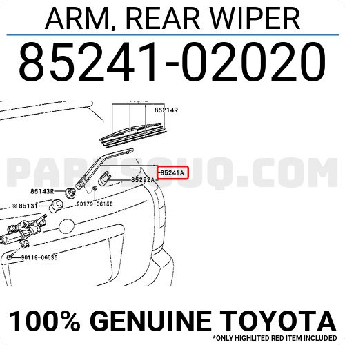 8524102020 Toyota ARM, REAR WIPER