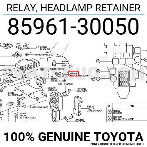 RELAY, HEADLAMP RETAINER 8596130050 Toyota Parts PartSouq