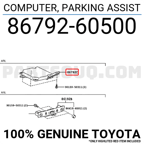 COMPUTER, PARKING ASSIST 8679260500 | Toyota Parts | PartSouq