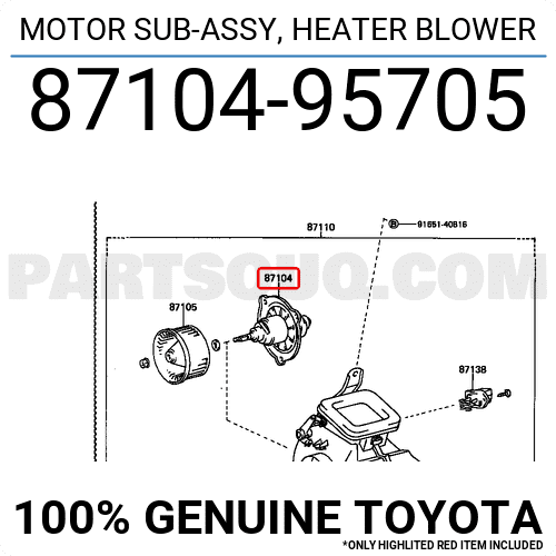 MOTOR SUB-ASSY, HEATER BLOWER 8710495705 | Toyota Parts | PartSouq