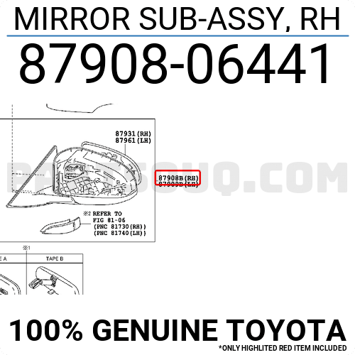 MIRROR SUB-ASSY, RH 8790806441 | Toyota Parts | PartSouq