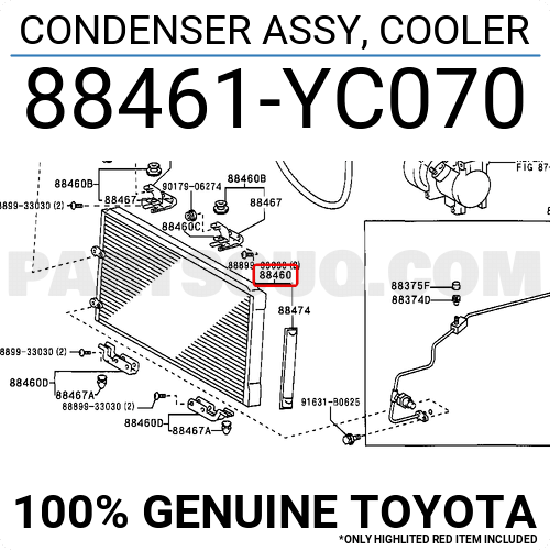 CONDENSER ASSY, COOLER 88461YC070 Toyota Parts PartSouq