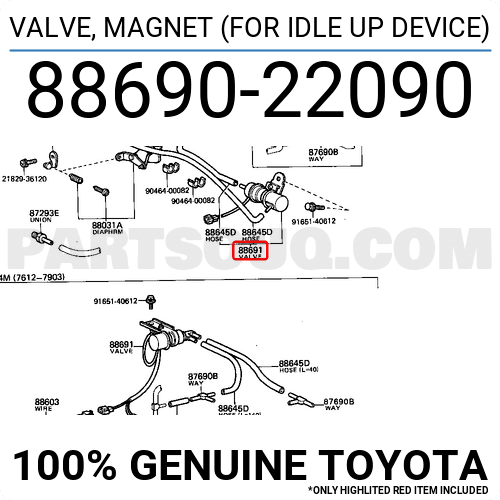 VALVE, (FOR IDLE UP DEVICE) 8869022090 Toyota Parts PartSouq