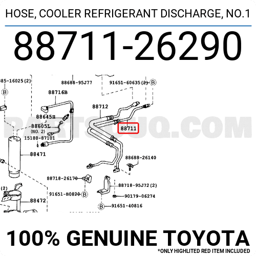 HOSE, COOLER REFRIGERANT DISCHARGE, NO.1 8871126290 | Toyota Parts ...