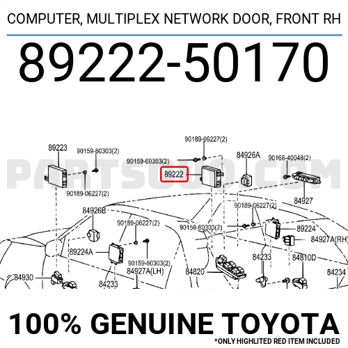 COMPUTER, MULTIPLEX NETWORK DOOR, FRONT RH 8922250170 | Toyota Parts ...