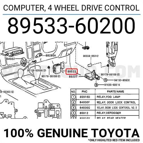 COMPUTER, 4 WHEEL DRIVE CONTROL 8953360200 | Toyota Parts
