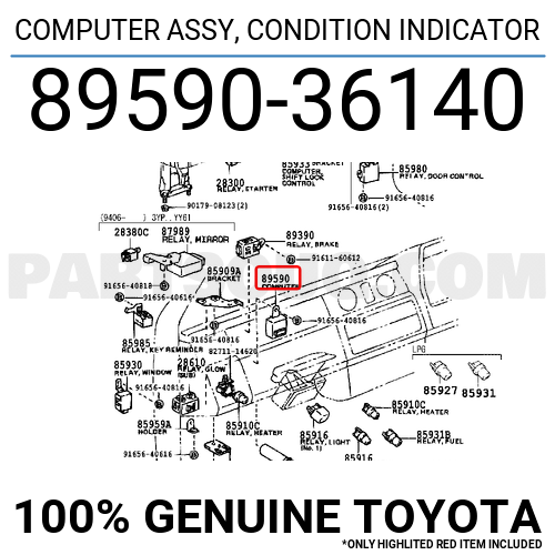 8959036140 Toyota COMPUTER ASSY, CONDITION INDICATOR