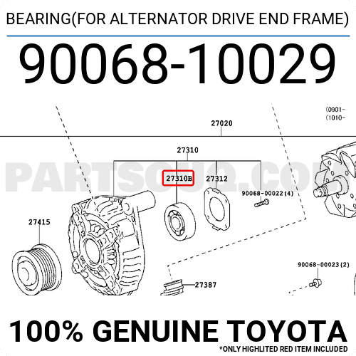 Toyota 90099-10219 Alternator Drive End Frame Bearing 
