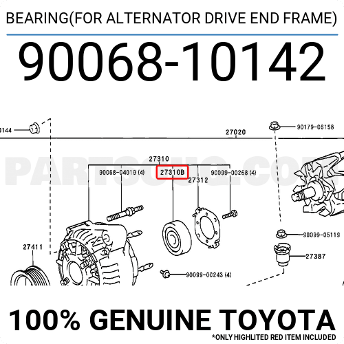 Toyota 90068-10015 Alternator Drive End Frame Bearing 