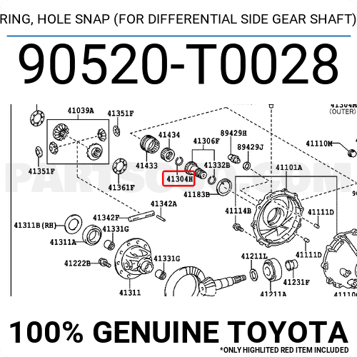 90520-36045 Toyota OEM Genuine RING, SNAP (FOR REAR AXLE