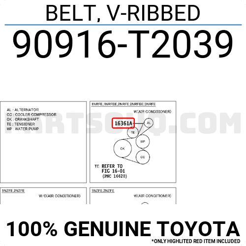 BELT, V-RIBBED 90916T2039 | Toyota Parts | PartSouq
