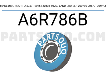 ADVICS A6R786B BRAKE DISC REAR TO 42431-60261,42431-60260 LAND CRUISER 200706-201701 ADVICS
