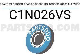 ADVICS C1N026VS BRAKE PAD FRONT 06450-S0K-000 HO ACCORD 201311- ADVICS
