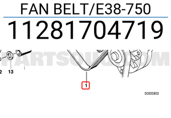 BMW 11281704719 CORREA DE VENTILADOR/E38-750