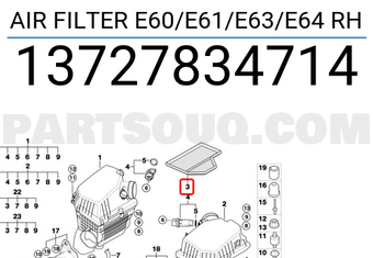 BMW 13727834714 AIR FILTER E60/E61/E63/E64 RH