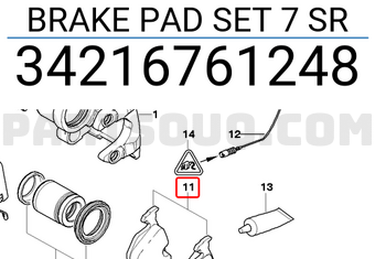 BMW 34216761248 BRAKE PAD SET 7 SR