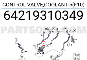 BMW 64219310349 VANNE DE COMMANDE, LIQUIDE DE REFROIDISSEMENT-5(F10)