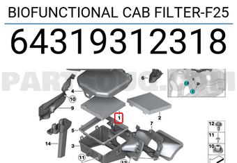 BMW 64319312318 BIOFUNCTIONAL CAB FILTER-F25